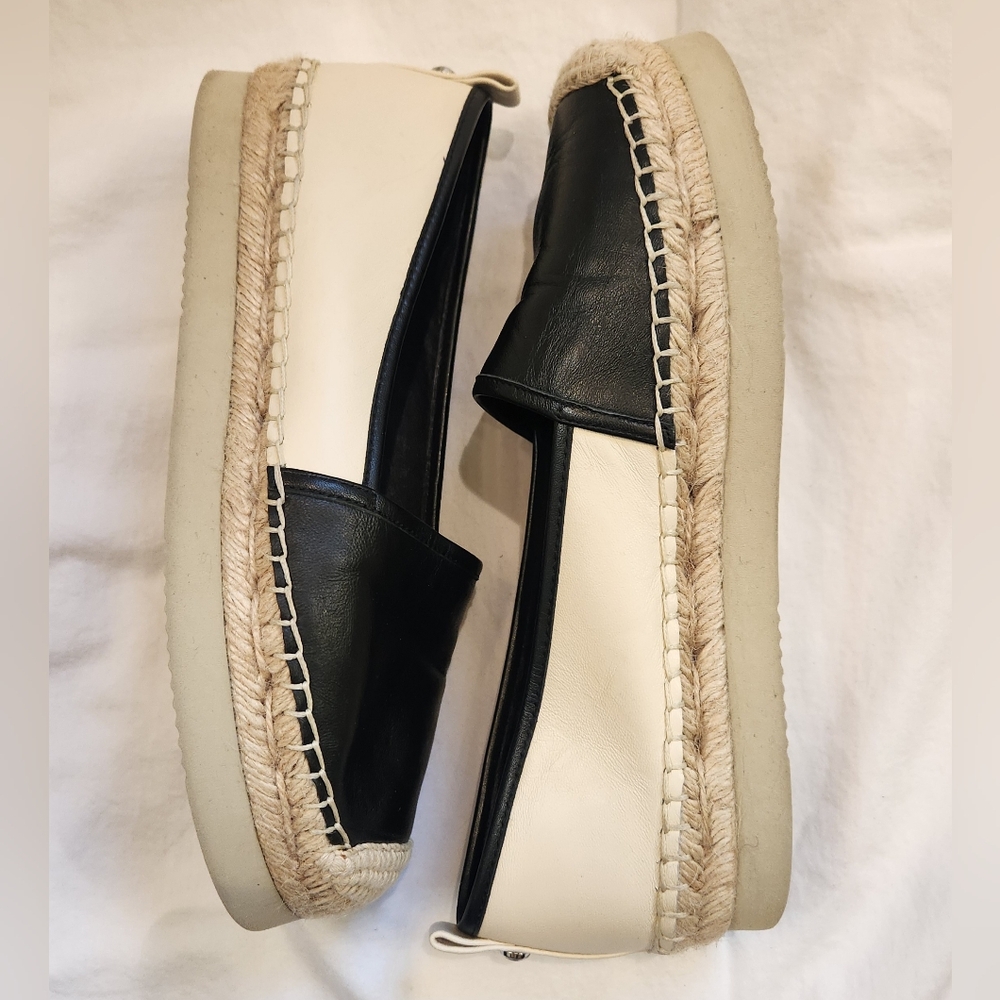 Vince Camato women's Mappen leather platform espadrilles black/cloud ‎ size 8.5